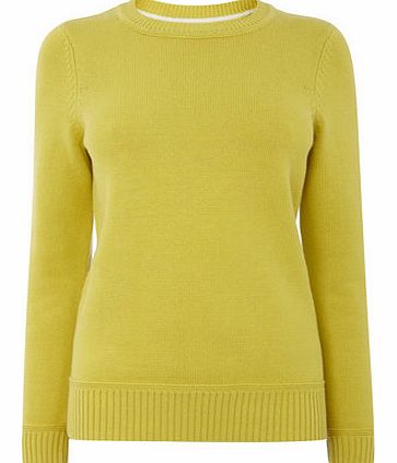 Bhs Womens Yellow Cotton Rich Crew Jumper, yellow