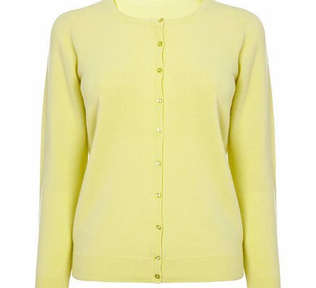 Bhs Womens Yellow Supersoft Crew Cardigan, yellow