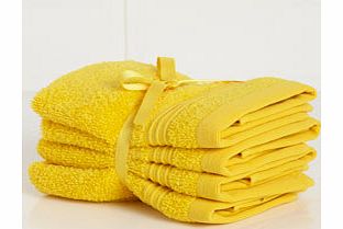 Yellow Supersoft pack of 4 face cloths, yellow
