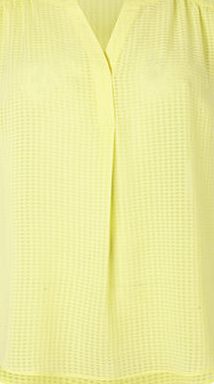 Bhs Yellow V Neck Check Blouse, yellow 8617522383