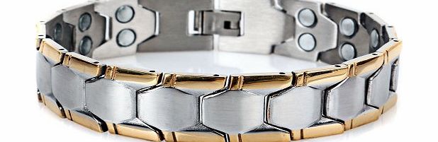 Bhtrading Bracelet BHtrading Magnetic Bracelet Mens Titanium Bangle Silver Gold Length 9.1in