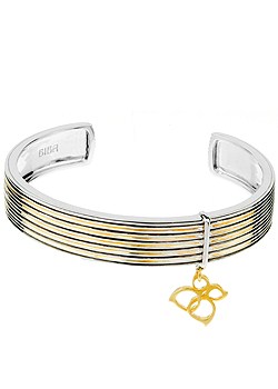 Silver and Gold Plated Stripe Bangle LB297/64