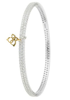 Silver and White Cubic Zirconia Bangle