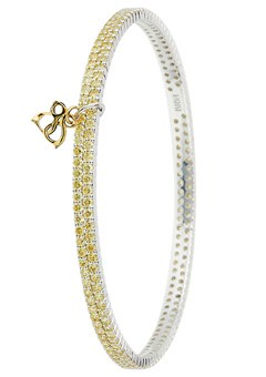 Silver and Yellow Cubic Zirconia Bangle
