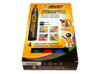 Bic 12304 chisel tip permanent markers, wallet
