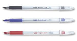 Bic Cristal Grip Ball Pen Clear Barrel 1.0mm Tip