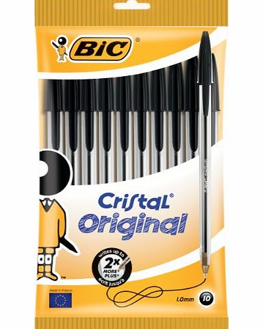 Cristal Medium Ball Pen - Black (Pack of 10)