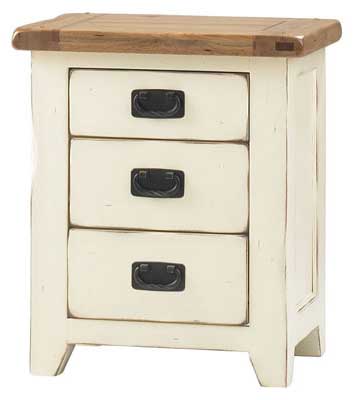 bideford Oak and Cream Painted Bedside Cabinet