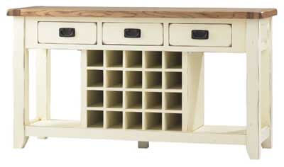 Oak and Cream Painted Console Wine Rack