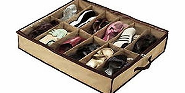 12 Pairs Tidy Under Bed Fabric Shoe Storage Organizer Holder Box Closet Bag Case