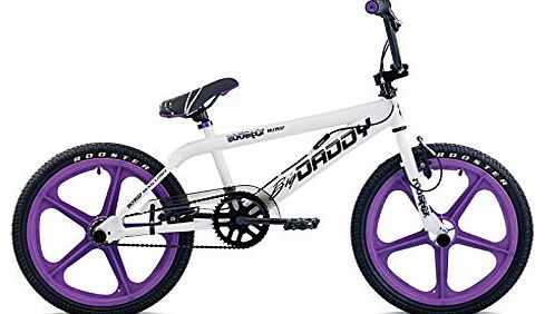Rooster Big Daddy Kids Bmx Bike 20`` Wheels 11`` Frame Gyro Stunt Pegs Purple White