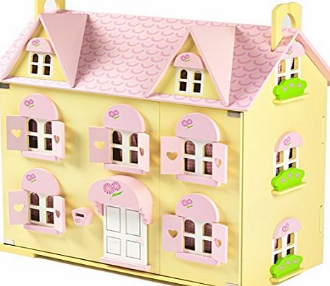 Big Game Hunters Butterbee Cottage Wooden Dolls House for Children with Curtains, 2 Staircases, Window Shutters and Flower Boxes