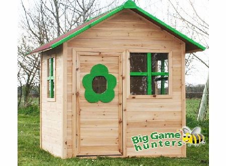 Big Game Hunters Elmsvalley Cabin Wooden Playhouse - Pre Painted Childrens Wendy House with Flower Window amp; Prote
