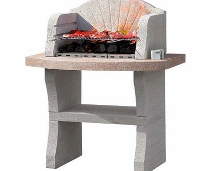 Lagos Masonry Stone Barbecue BBQ - 1 Grill - BBQ with Worktop - White Barbecue - Garden Barbecue - Charcoal bbq