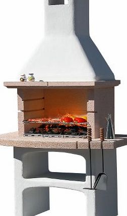 Big K Touareg Masonry Barbecue - Tall White Stone bbq - Coloured Hearth - Outdoor Stone Cooker - Masonry Barbecue - Garden Barbecue - Wood, Charcoal bbq