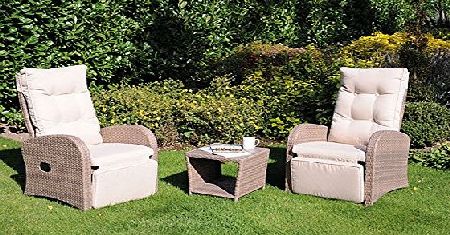 Big Living Pacific 3 Piece Dining Set Rattan Garden Furniture Set Table Outdoor Patio Conservatory 18-091