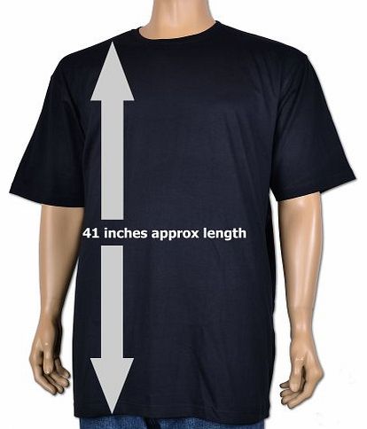 Big Mens Black Extra Long Cotton Tall T-Shirt/Nightshirt Size M to 8xl, Size : 2XL