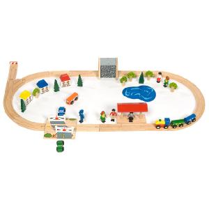 Bigjigs Toys Village Train Set 50 Piece