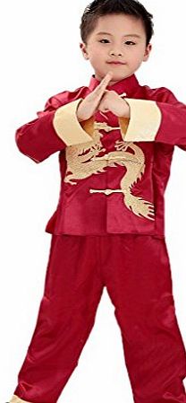 Bigood Performance Outfit Kung Fu Long Sleeve Suits Martial Boys 8 Red