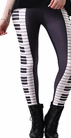 Bigood Women Creative Digital Print Stretch Tights Leggings Pants Piano