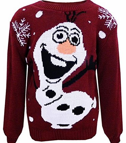 Unisex Kids Boys Snowman OLAF Frozen Knitted Jumper Girls Knitted Christmas Jumpers Novelty Jumper Sweater (Turquoise Olaf 13 Years)