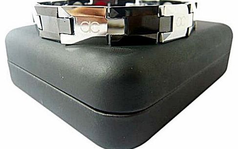 Bioexcel Tungsten Quantum Energy Magnetic Bracelet - Black Silver Plates Design (Male)
