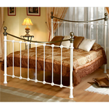 Birlea 135cm Kelso Double Victorian style Metal Bed Frame in Cream with Antique Brass finials