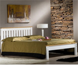 150cm Denver - Clearance Product Wooden Kingsize Bedframe in White with Solid Pine Slats