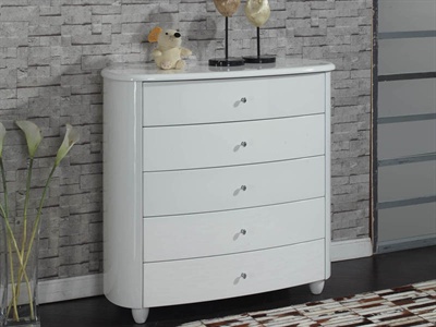 Aztec 5 Drawer Chest White Small Single (2