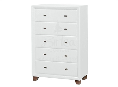 Brooklyn 5 Drawer Chest White Small Single