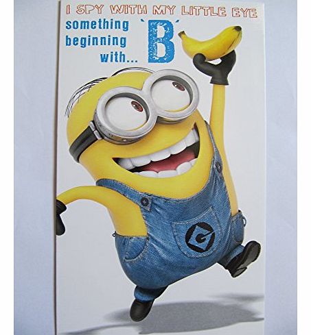 FANTASTIC DESPICABLE ME2 WITH THE MINIONS SOMETHING BEGINNING WITH B BIRTHDAY GREETING CARD