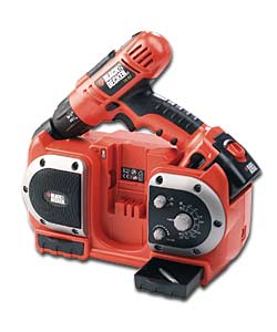 BLACK & DECKER 14.4V Cordless Drill with Radio Charger