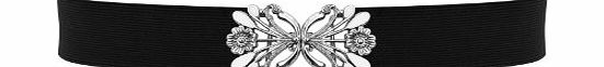 Black Butterfly Clothing BLACK BUTTERFLY 1 1/4`` ELASTIC DANDELION FLOWER BUCKLE WAIST JEANS BELT SIZES 6 - 32