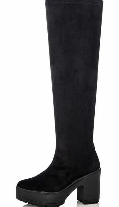 Black Chunky Sole Long Boots