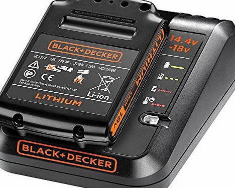 BLACK DECKER Black   Decker BDC1A15-GB 18 V 1 A Fast Charger with 1.5 Ah Battery Pack