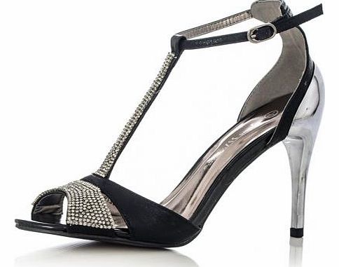 Diamante T-Bar Embellished Sandals