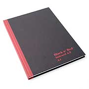 Black n Red A4 Casebound Manuscript Book with Index
