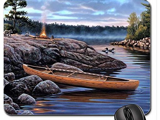 Black Pearl canoe ducks and raccoons in the woods Mouse Pad, Mousepad (Ducks Mouse Pad)