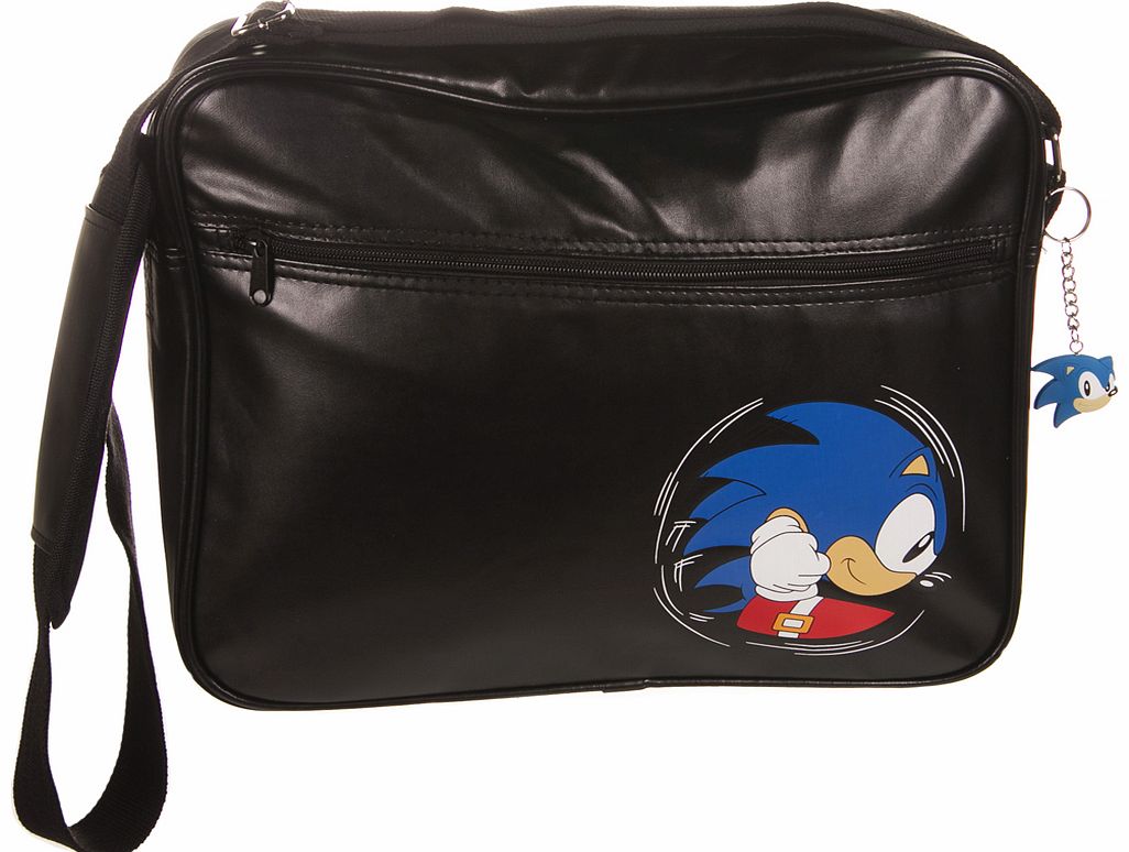 Black PU Sonic The Hedgehog Messenger Bag