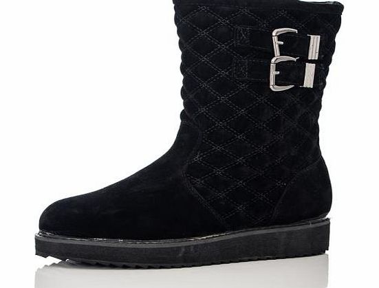 Black Quilted Ankle Length Boots