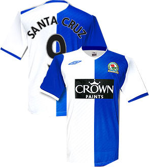 Blackburn Umbro 08-09 Blackburn home (Santa Cruz 9)