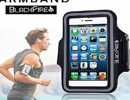 Blackfire  sweatproof and water resistant sports armband for running, hiking, jogging, walking, with key holder for ladies and men, iPhone 6, 6s, iPhone 7 with safety design reflective pouch suitable f