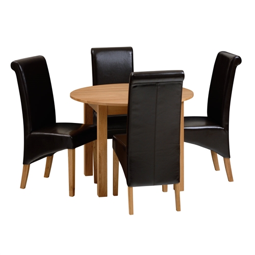 Round Dining Set with 4 Rollback