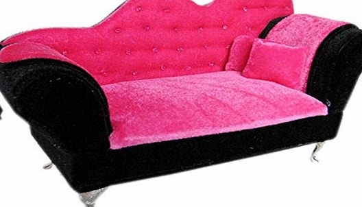 Blancho Barbies Furniture Romantic Sofa Fuchsia Double Seat with Cushions