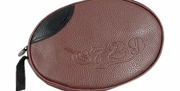 Blancho Brown Leather Table Tennis Cover, Round Racket Bag