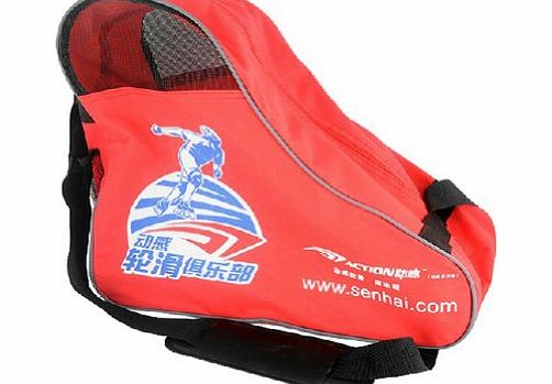 Blancho Nylon and Net Roller Skate Sack Roller Carry Bag Ice Skate Derdy Tote, Red