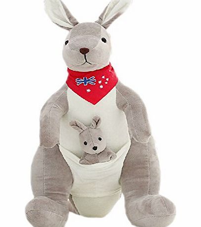 Blancho Plush Doll for Kids Plush Toy Lovely Stuffed Kangaroo with Red Scarf 13.8``(H)