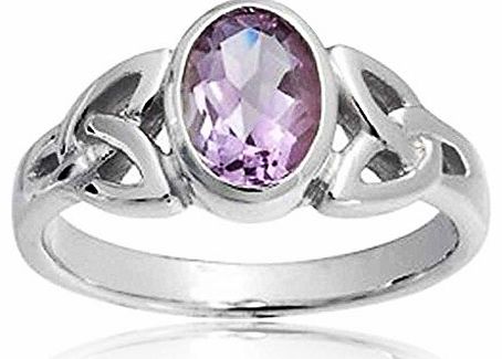 Sterling Silver Celtic Triquetra Simulated Amethyst Ring