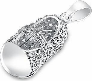 Bling Jewelry Sterling Silver Maternity CZ Encrusted Baby Shoe Charm Pendant