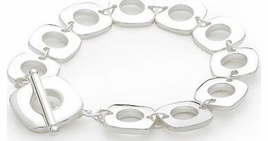 Bling Rocks 925 Sterling Silver Plated Tiffany Style Designer Inspired Contemporary Squares T Bar Bracelet.